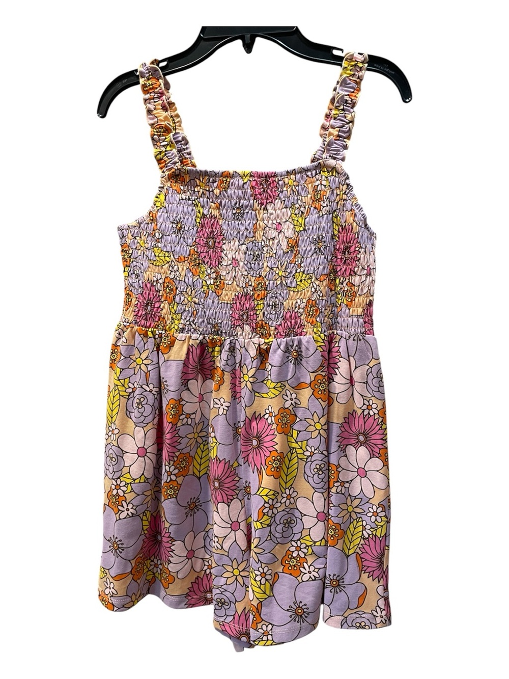 Girls' Floral Smocked Romper- Pink & Lavender